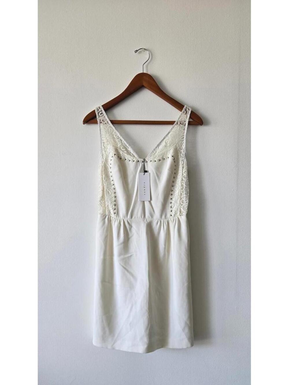 Sandro White Studded Mini Dress (1)